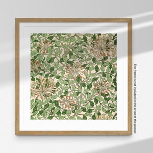 Impresión cuadrada de William Morris, ilustración de flor de madreselva, póster cuadrado, artes y manualidades, decoración del hogar, arte de pared