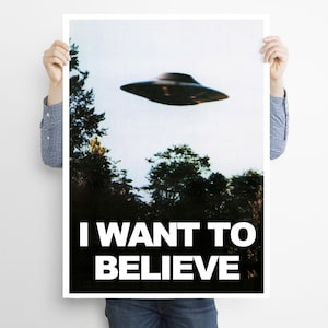 X Files Poster, X Files I Want To Believe, Ufo Print, X Files Tv Series, Retro Home Decor, Wall Art