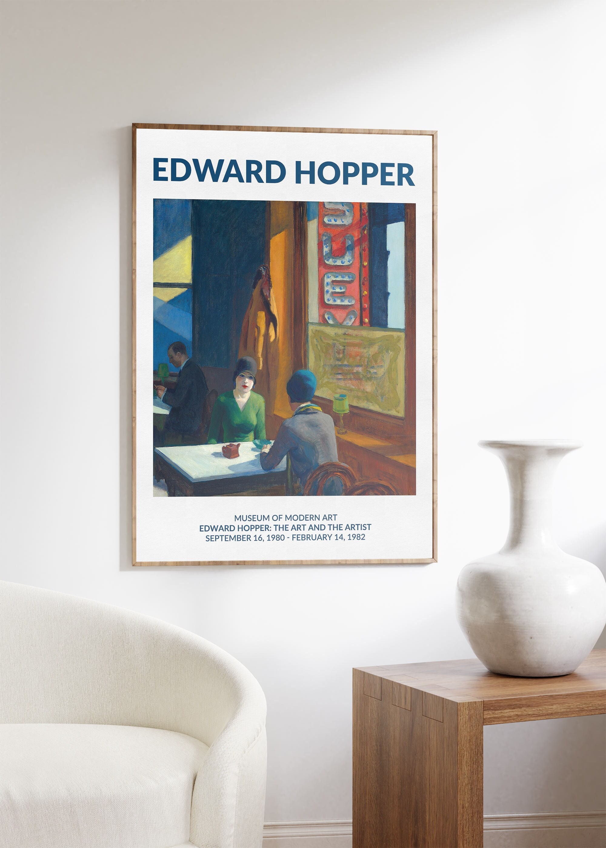 Edward Hopper Chop Suey Print, Exhibition Poster, American Modern Painting, Mid-Century Modern Wall Art, American Realism, Home Decor