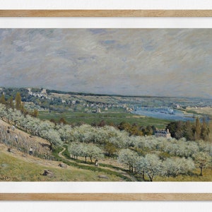 Vintage French Landscape by Alfred Sisley, Art Print Exhibition Poster, The Terrace at Saint-Germain, Spring, Wall Art, Home Decor