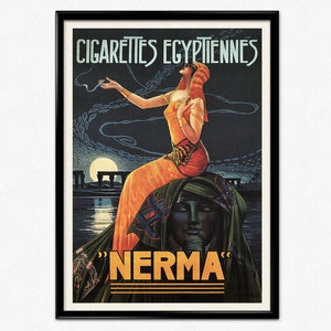 Vintage Zigarettenwerbeplakat, Nerma, Jugendstil, Zigaretten Ägyptens, Vintage Tabak Plakat 1924, Wohnkultur, Gaspar Camps