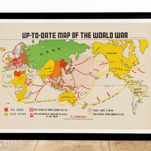 World War Map, up to Date Map of the World War (1942), Manila Shinbun ...