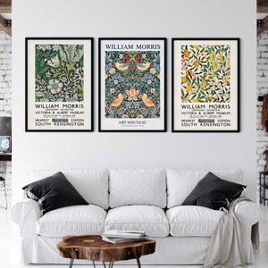William Morris Print Set, Set of 3 Art Nouveau Prints, Exhibition ...
