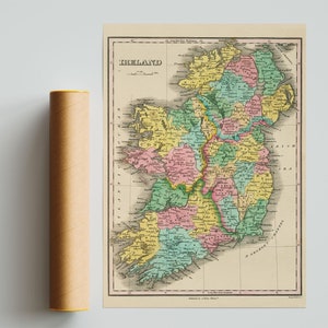 Map of Ireland, High Resolution Reproduction of a Vintage Map From 1827 ...