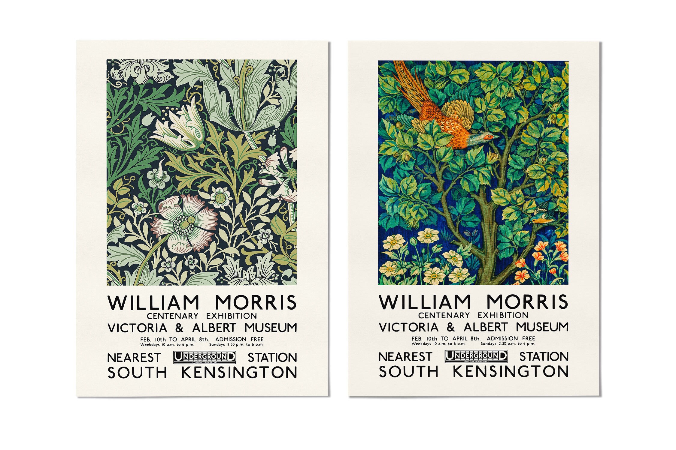 William Morris Print Set, V&A Museum Exhibition Posters, Art