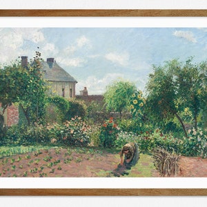 Pissarro Vintage French Landscape Painting, Art Print The Artist's Garden at Eragny by Camille Pissarro, Vintage Home Decor Wall Art
