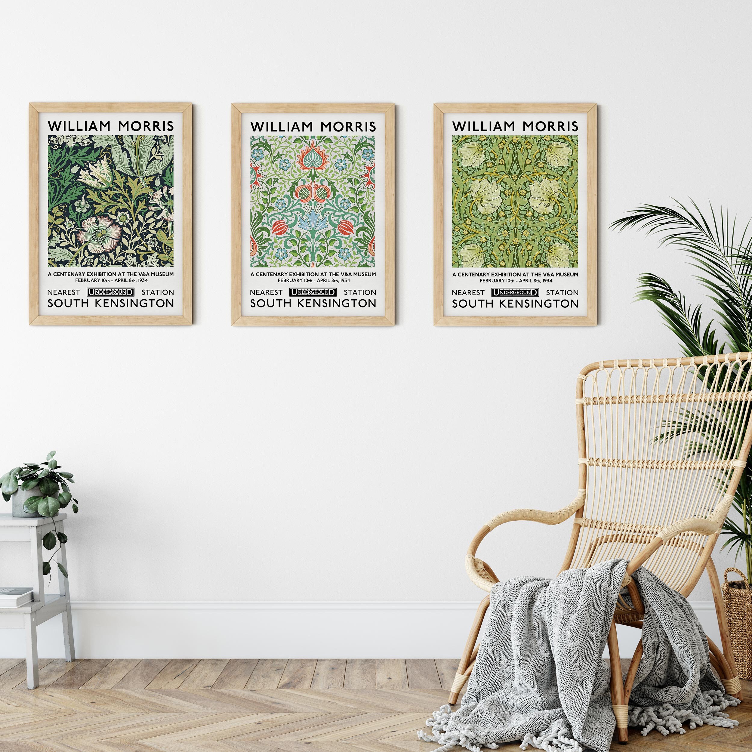 William Morris Set of 3 Art Prints, William Morris Exhibition Posters ...