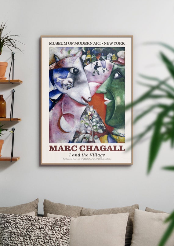 シャガール、私と村、希少画集画、新品高級額付 シャガール、『私と村