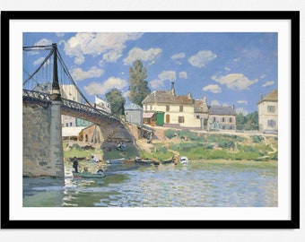 アルフレッド・シスレー、【サン＝マルタン運河の眺め】 シスレー【サン＝マルタン運河の眺め】 - 手描き 絵画（油絵複製画