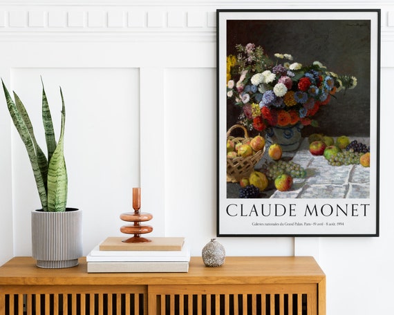 Monet Still Life Print Claude Monet Exhibition Poster, Still Life Flowers Impressionist Painting, Museum Quality Wall Art