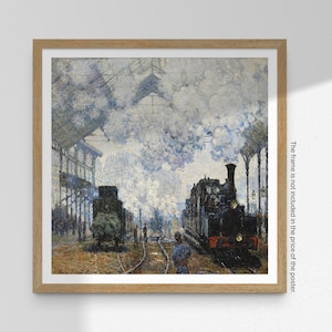 Claude Monet Art Print, Arrival of the Normandy Train, Famous Painting, French Landscape, Square Poster, Home Decor, Wall Art