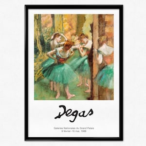 Degas Exhibition Poster, Edgar Degas Print, Dancers, Pink and Green, Museum Print, Impressionism, Ballerinas, Home Decor, Wall Art