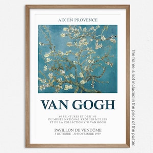 Van Gogh Exhibition Poster, Art Print, Almond Blossom, Famous Landscape Painting, Home Decor, Wall Art