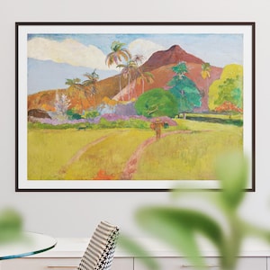 Gauguin Art Print Tahitian Landscape Impressionist Painting, Paul Gauguin Printed Wall Poster, Contemporary Modern Home Decor