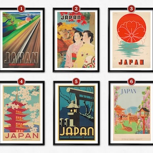 Cartel de viajes de Japón, Colección de carteles de viajes vintage, Viajes a Japón, Pinturas de viajes japonesas, Japonés vintage, Decoración oriental del hogar