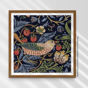 William Morris Strawberry Thief Art Print Poster, Vintage Exhibition, Square Poster, Arts and Crafts, Home Decor, Wall Art