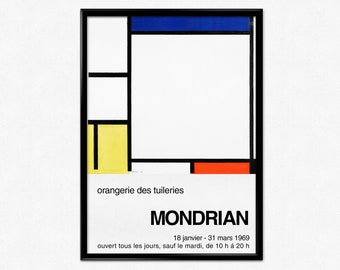 Piet Mondrian Poster, Mondrian Print, Composition with Blue, Red, Yellow, and Black, Abstract Art, Modernism, Bauhaus, Home Decor, Wall Art