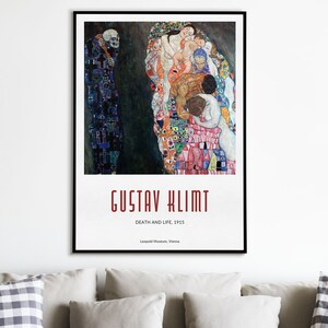 Gustav Klimt Poster, Klimt Art Print, Death and Life, Exhibition Poster ...