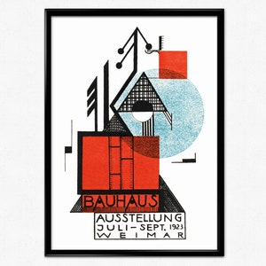 Bauhaus Poster Vintage Exhibition Print, Bauhaus Austellung Weimar Retro Home Decor, Mid Century Modern Printed Wall Art