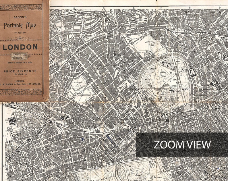 Vintage London Map Bacon's Map of London 1899 High - Etsy UK