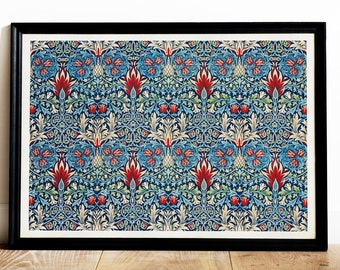 ウィリアム・モリスのスネークヘッド アールヌーボー フローラル パターン、ビクトリア朝のファブリック テクスチャ、アーツ & クラフツ運動、ヴィンテージ ウォール アート ホーム デコレーション