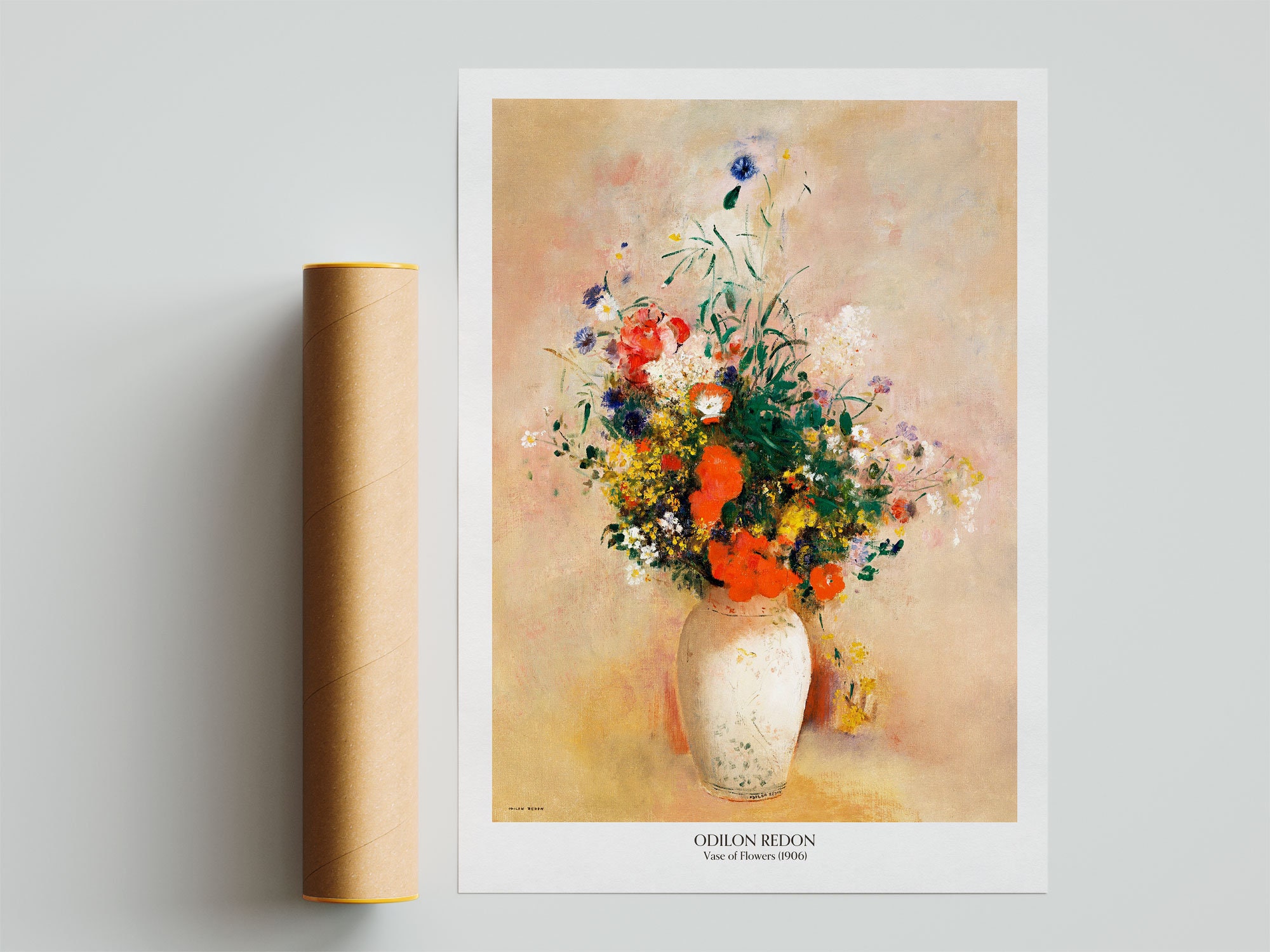 インテリア絵画　ルドン「花瓶の花」高級複製画 オディロン・ルドン 「花瓶の花」 4号 立体複製名画 【5