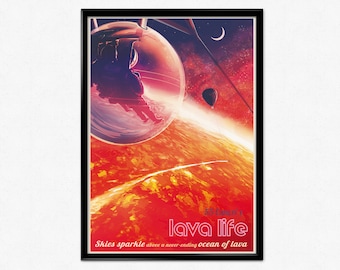 Póster de la NASA, Espacio, Astronomía, Vida en la Lava, Serie Visiones del Futuro de la NASA, Póster Espacial, Ilustración Futurista, Ciencia Ficción, Decoración del Hogar