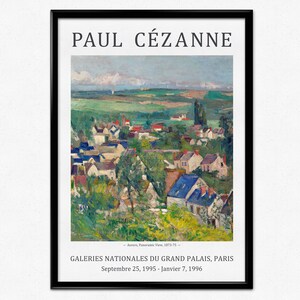 Cézanne Exhibition Poster, Paul Cezanne Auvers Panoramic View Print, Impressionism, Landscape Painting, Vintage Art, Home Decor