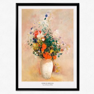Póster de arte de Redon, impresión de jarrón de flores de Odilon Redon, naturaleza muerta floral, impresionismo, pintura al óleo floral de Redon, decoración del hogar, arte de pared