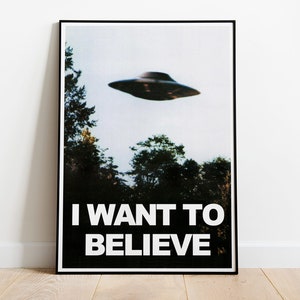 X Files Poster, X Files I Want To Believe, Ufo Print, X Files Tv Series, Retro Home Decor, Wall Art