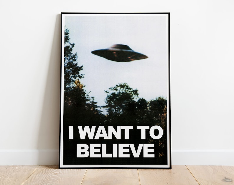 X Files Poster, X Files I Want To Believe, Ufo Print, X Files Tv Series, Retro Home Decor, Wall Art