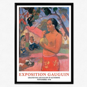 Paul Gauguin Print, Woman Holding a Fruit Painting, Tropical Landscape, Tahitian Woman, Colourful Wall Art, Home Decor