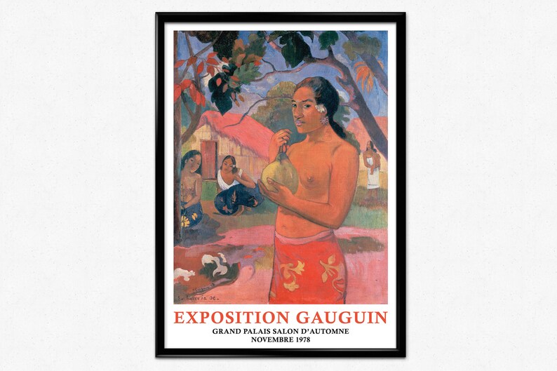 Paul Gauguin Print, Woman Holding a Fruit Painting, Tropical Landscape, Tahitian Woman, Colourful Wall Art, Home Decor