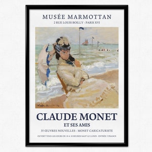 Póster de la exposición de Monet, Claude Monet Camille en la playa de Trouville, impresionismo, retrato, impresión de museo, Monet, decoración del hogar