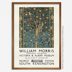 William Morris Print, V&A Exhibition Poster Woodpecker Illustration, Art Nouveau Home Decor, Wall Art, Gift Idea, Bird Tapestry