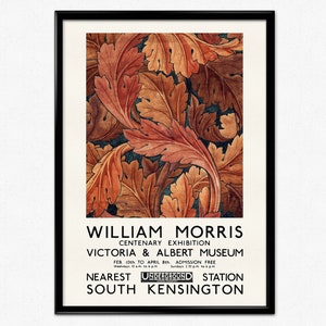 William Morris Ausstellungsplakat, Kunstdruck, Akanthus, Jugendstil, Victoria and Albert Museum, Herbstlaub, Wohnkultur, Wandkunst