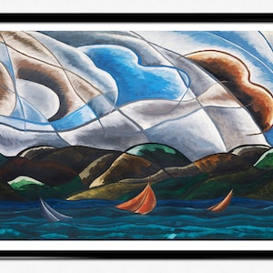 Arthur Dove Art Print, Clouds and Water, Art Poster, Modern Art, Abstract Landscape Painting, Sea and Boats, Home Decor, Wall Art, No Text
