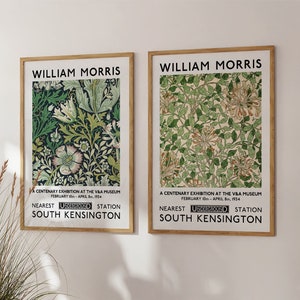 William Morris Art Print Set - Art Nouveau Honeysuckle Floral Pattern, V&A Exhibition Posters, Chic Home Decor, Complete Wall Art Collection