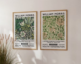 William Morris Art Print Set - Art Nouveau Honeysuckle Floral Pattern, V&A Exhibition Posters, Chic Home Decor, Complete Wall Art Collection