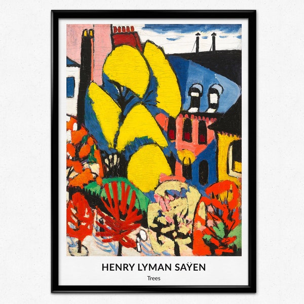 Cartel de la exposición Sayen, Impresión de arte de Henry Lyman Sayen, Árboles, Pintura famosa, Pintura de paisaje abstracto, Arte moderno, Decoración del hogar, Arte de pared