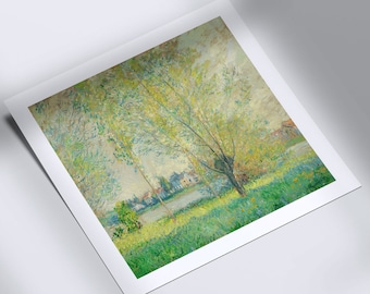 Monet Square Print, Claude Monet 'The Willows' Impressionist Green Landscape Painting, Square Wall Art Home Decor