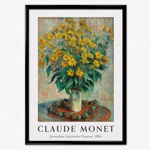 Monet Exhibition Poster, Claude Monet Still Life, Jerusalem Artichoke Flowers, Floral Still Life, Flower Painting, Impressionism, Home Decor