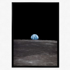 NASA Poster Earth Rising Photo Moon Landing Space Picture Earth from Space Moon Astronomy Photography Wall Art Home Decor
