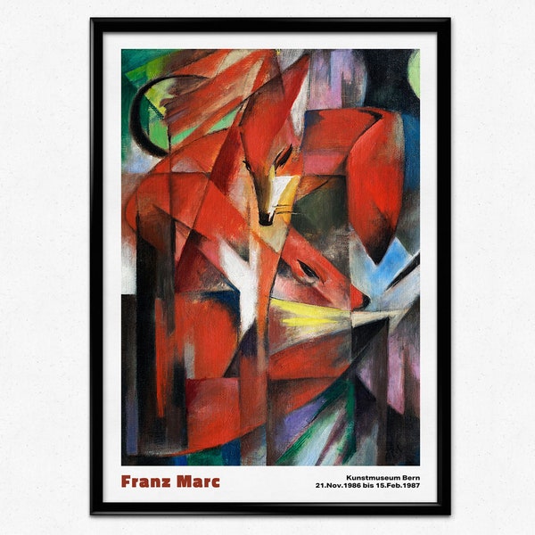 Franz Marc Exhibition Poster, Franz Marc Art Print, The Foxes, Die Füchse, Der Blaue Reiter, Expressionism, Modern Art, Home Decor, Wall Art