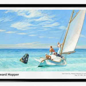 Edward Hopper Exhibition Poster, Edward Hopper Print, Ground Swell, Landscape, Modern Art, Famous Painting, American Realism, Home Decor