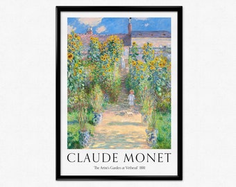 Monet Exhibition Poster, Claude Monet The Artist's Garden at Vétheuil, Impressionism, Landscape Painting, Museum Print, Monet, Home Decor