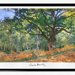 Monet Ausstellungsplakat, Claude Monet Druck, Die Bodmer Eiche, Waldbaum Malerei, impressionistische Landschaft, Wohndekor, Wandkunst