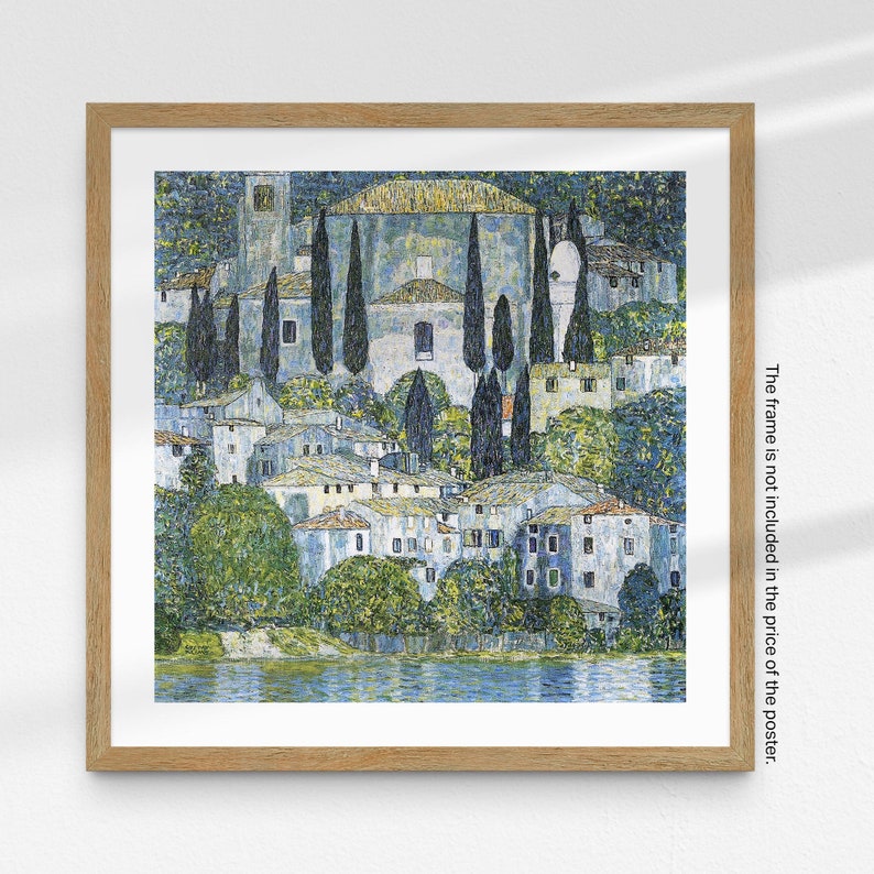 Gustav Klimt print, Square poster showing an Austrian landscape, abstract painting