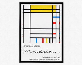 Piet Mondrian Poster, Mondrian Print, Place de la Concorde, Abstract Art, Modernism, Bauhaus, Cubism, Home Decor, Wall Art