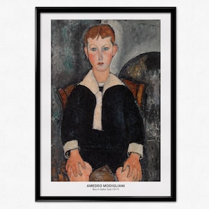 Modigliani Art Print,  Amedeo Modigliani Exhibition Poster, Boy in Sailor Suit, Abstract Portrait Painting, Home Decor, Wall Art